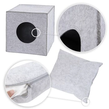 Lionto Katzenhöhle Aus Filz + Kissen - Regalhöhle Hellgrau 6 Lionto Katzenhöhle Aus Filz + Kissen - Regalhöhle Hellgrau – Bild 6